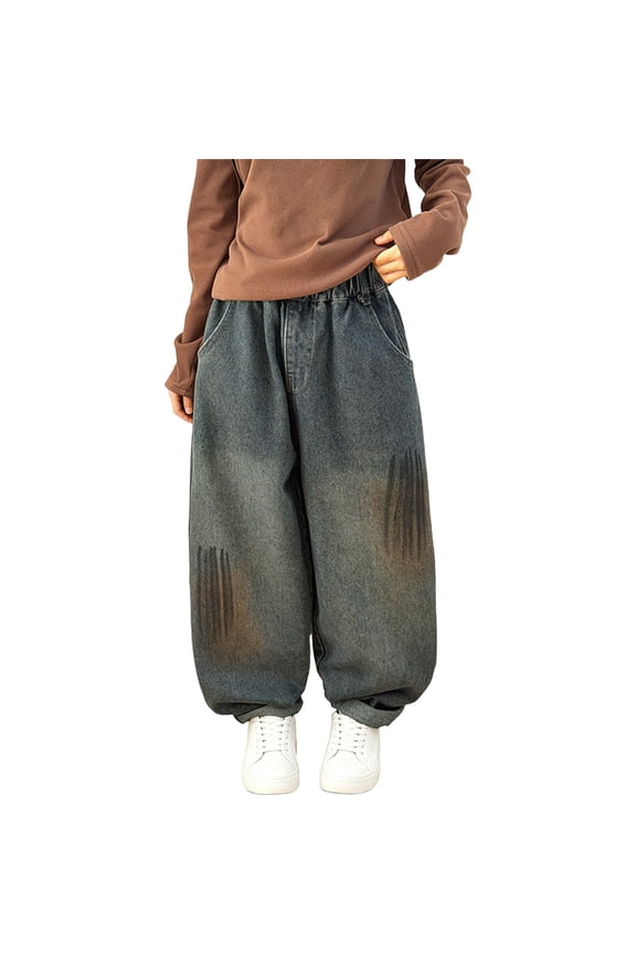 Coerni Girls Y2K Vintage Denim Pants Trendy Oversized Wide Leg Jeans Graffiti Brush Print Hip‑Hop Streetwear Cool Skateborad Trousers