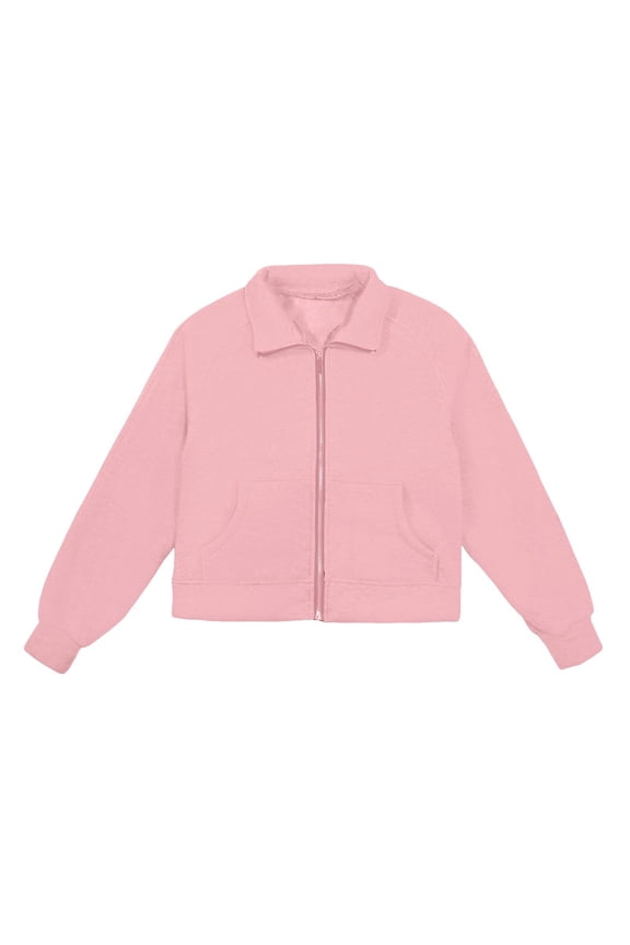 Coerni Girls Zip Up Sweatshirts Plain Long Sleeve Stand Collar Jacket with Thumb Hole Cuffs Tween Casual Spring Fall Outerwear School & Daily
