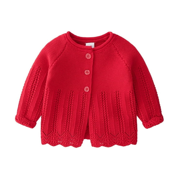 Coerni Girls' and Toddler Cardigan Sweaters Kids Long Sleeve Cute Button Coat Cotton Knit Cropped Top Bolero Chunky Jacket Clothes