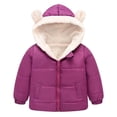 thumbnail image 1 of Coerni Girls and Toddler's Winter Coat Sherpa Lined Puffer Jacket with Bear Ear Hood Kids Quilted Padded Down Coat Outerwear, 1 of 3