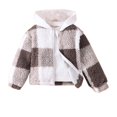 thumbnail image 1 of Coerni Girls and Toddlers' Sherpa Fleece Full-Zip Jacket Kids Girls Cute Flannel Plaid Long Sleeve Hooded Jacket 1-8 Years, 1 of 5