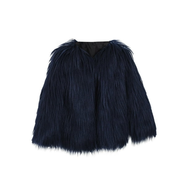 Coerni Halloween Girls Faux-Fur Jacket Coat Winter Snowday Thick Warm Fashion Warm Outwear Clothes, Size 2-10 Years
