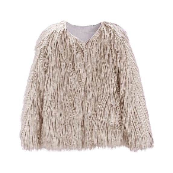 Coerni Halloween Girls Faux-Fur Jacket Coat Winter Snowday Thick Warm Fashion Warm Outwear Clothes, Size 2-10 Years