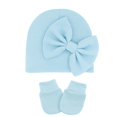 thumbnail image 1 of Coerni Hat and Gloves Set Soft Hats For Girls Knit Baby Hat With Bow No Scratch Mittens 0 3 Months Hat for Toddler, 1 of 4