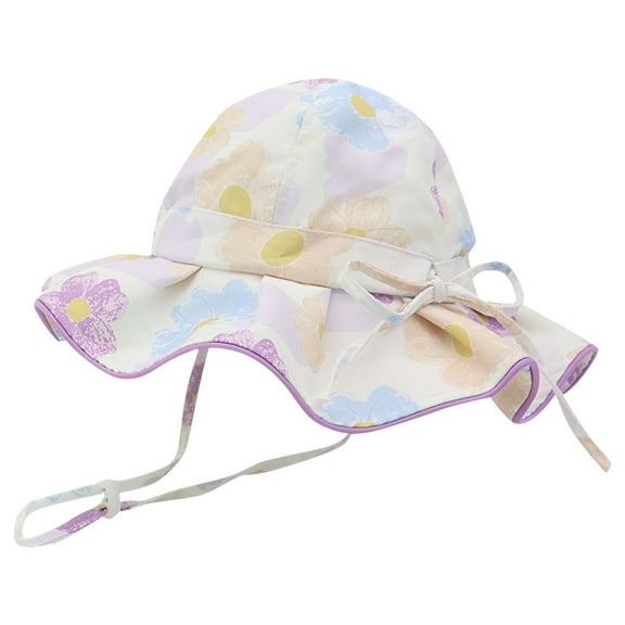 Coerni Hat Summer Sun Hat Girl Breathable Large Brim Hat Fisherman Hat Sunscreen Sun Hat Cartoon Flower Baby Summer Hat