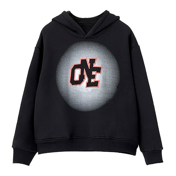 Coerni Kids Girls' Fleece Hoodie Letter Graphic Hooded Sweatshirt Y2K Trendy Oversized Hoodie Pullover Sweatshirt Cotton Tops
