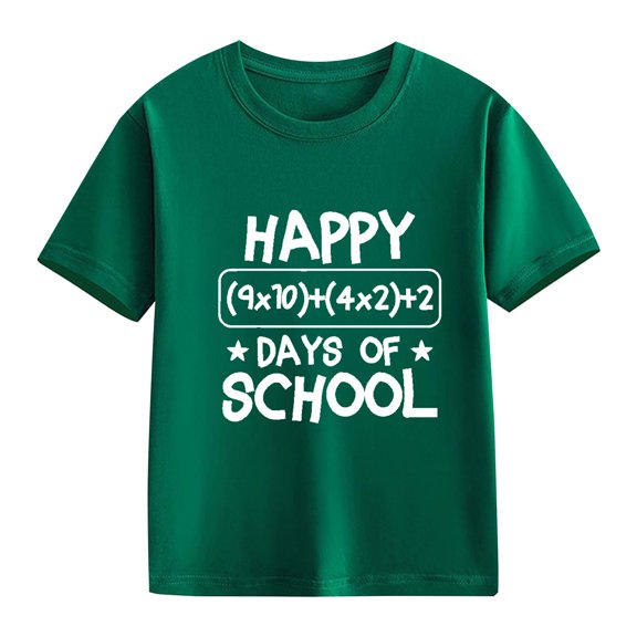 Coerni Kids 100 Days of School Shirt Letter Graphic Funny 100th Days School T-Shirt Tops Boys Girls Crewneck Short Sleeve Tee