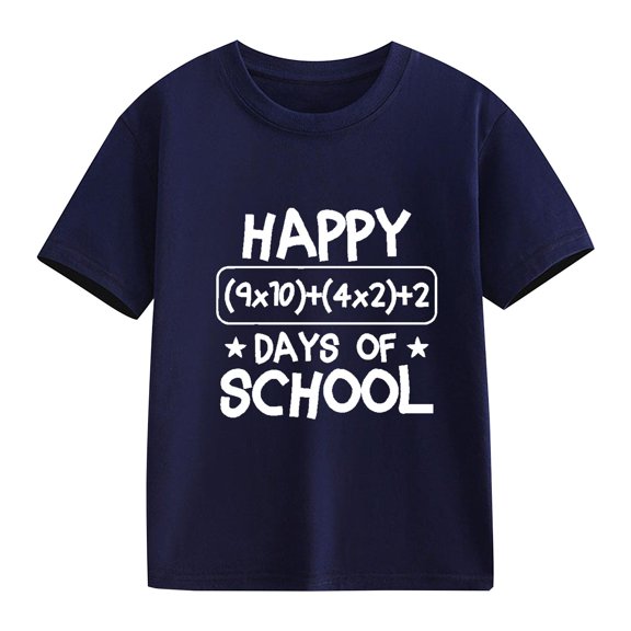 Coerni Kids 100 Days of School Shirt Letter Graphic Funny 100th Days School T-Shirt Tops Boys Girls Crewneck Short Sleeve Tee
