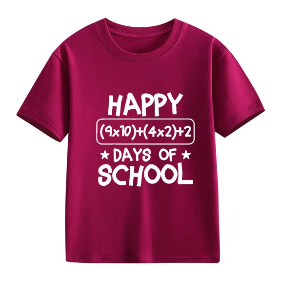 Coerni Kids 100 Days of School Shirt Letter Graphic Funny 100th Days School T-Shirt Tops Boys Girls Crewneck Short Sleeve Tee