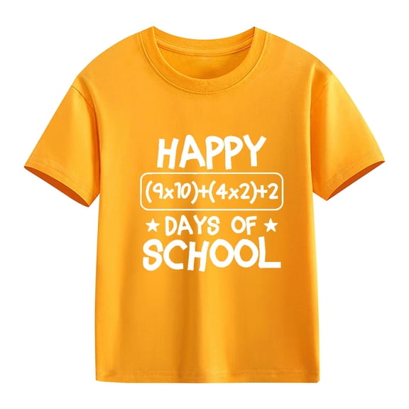 Coerni Kids 100 Days of School Shirt Letter Graphic Funny 100th Days School T-Shirt Tops Boys Girls Crewneck Short Sleeve Tee