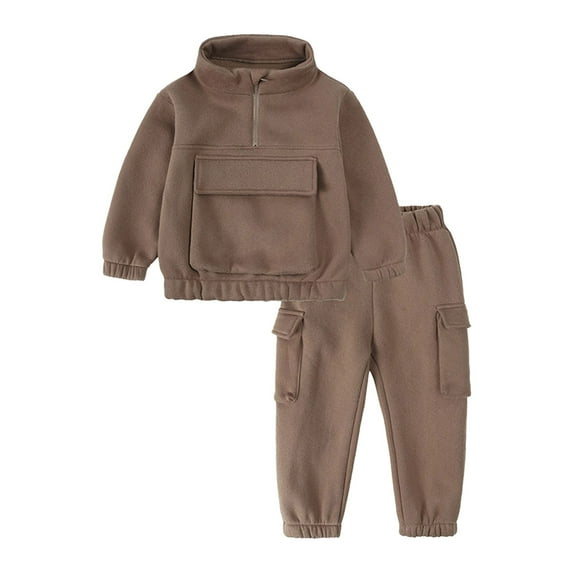 Coerni Kids 2PCS Jogger Outfits Set Winter Sweatsuits + Sweatpants Baby Boys Girls Athletic Sweatsuits Pullover Clothes