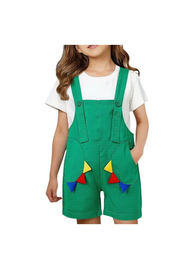 Coerni Kids Baby Dance Overall Shorts Baby Cute Summer Overalls Romper Color Block Jumpsuit Toddler Cartoon 3D Animal Shortalls