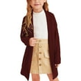 thumbnail image 1 of Coerni Kids Baby Girls Knit Cardigan Sweater, Toddler Open Front Cardigan Coats Sweater, Fall Winter Solid Long Jacket, 1 of 9