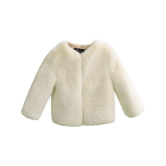 Coerni Kids Baby Girls Long Sleeve Furry Coat Faux 𝐅𝐮𝐫 Coat Jacket Winter Thick Warm Fleece Coat Outwear Clothes Fluffy Jacket