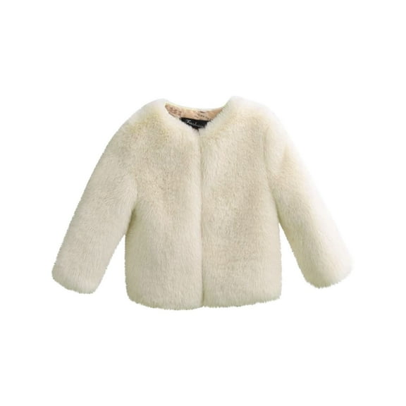 Coerni Kids Baby Girls Long Sleeve Furry Coat Faux 𝐅𝐮𝐫 Coat Jacket Winter Thick Warm Fleece Coat Outwear Clothes Fluffy Jacket