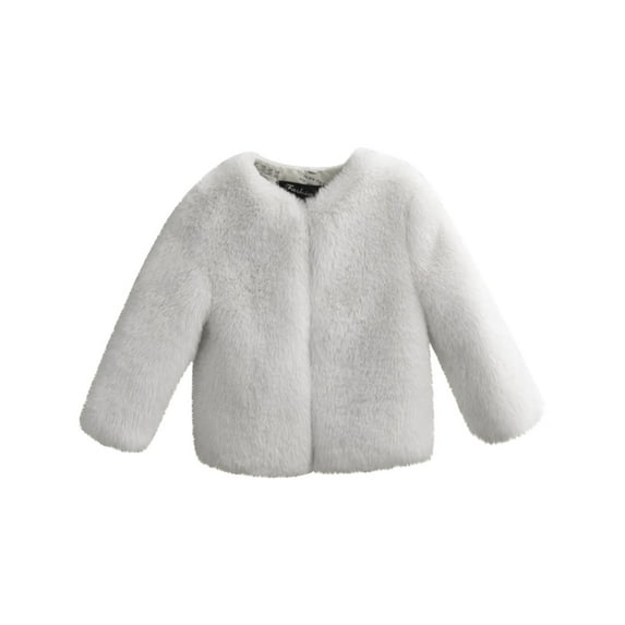 Coerni Kids Baby Girls Long Sleeve Furry Coat Faux 𝐅𝐮𝐫 Coat Jacket Winter Thick Warm Fleece Coat Outwear Clothes Fluffy Jacket
