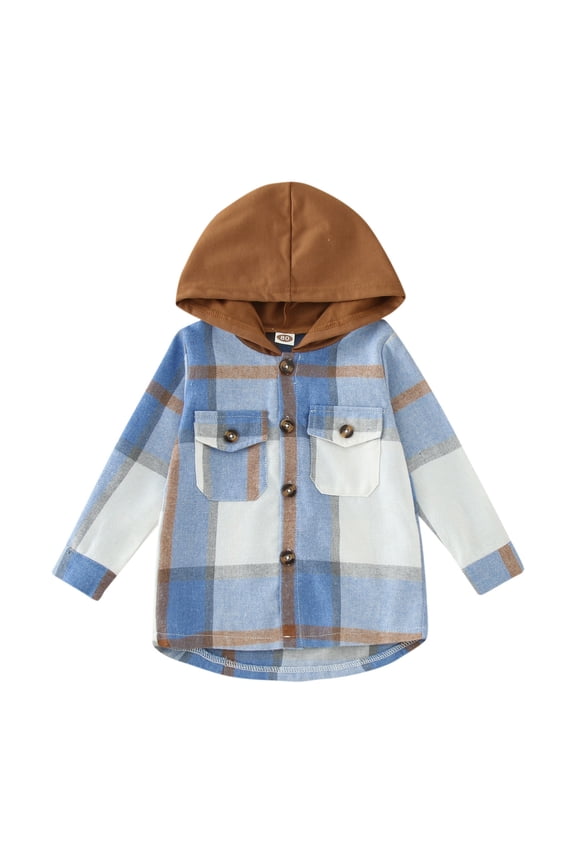 Coerni Kids Boys Flannel Jacket Long Sleeve Tartan Clothes Plaid Y2K Western Hooded Shirts Buffalo Shacket Fall Winter Shirt