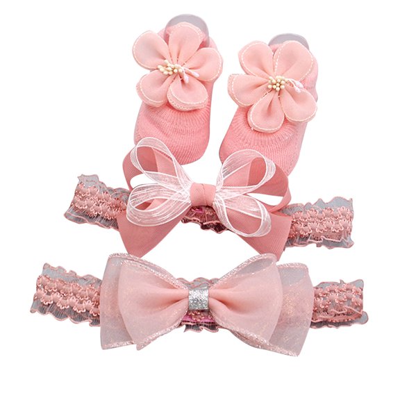 Coerni Kids Boys Girls Socks Bowknot Hairband Shoes 3pcs Set Baby Girl Warm Clothes