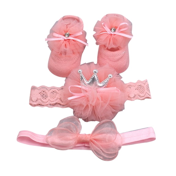 Coerni Kids Boys Girls Socks Bowknot Hairband Shoes 3pcs Set Baby Girl Warm Clothes