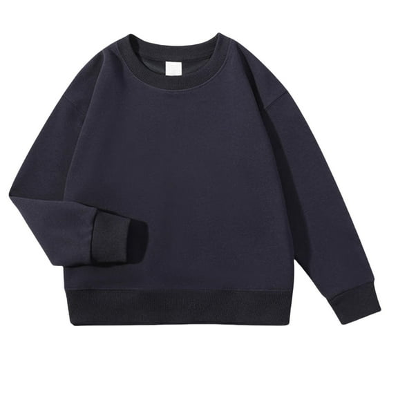 Coerni Kids Boys Girls Solid Crewneck Sweatshirt Toddler Cotton Pullover Toddler Basic Warm Undershirt Blouse Soft Tops Shirts