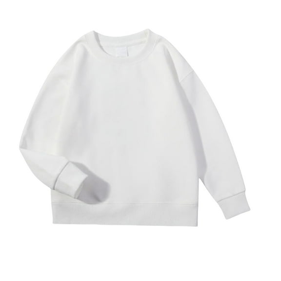 Coerni Kids Boys Girls Solid Crewneck Sweatshirt Toddler Cotton Pullover Toddler Basic Warm Undershirt Blouse Soft Tops Shirts