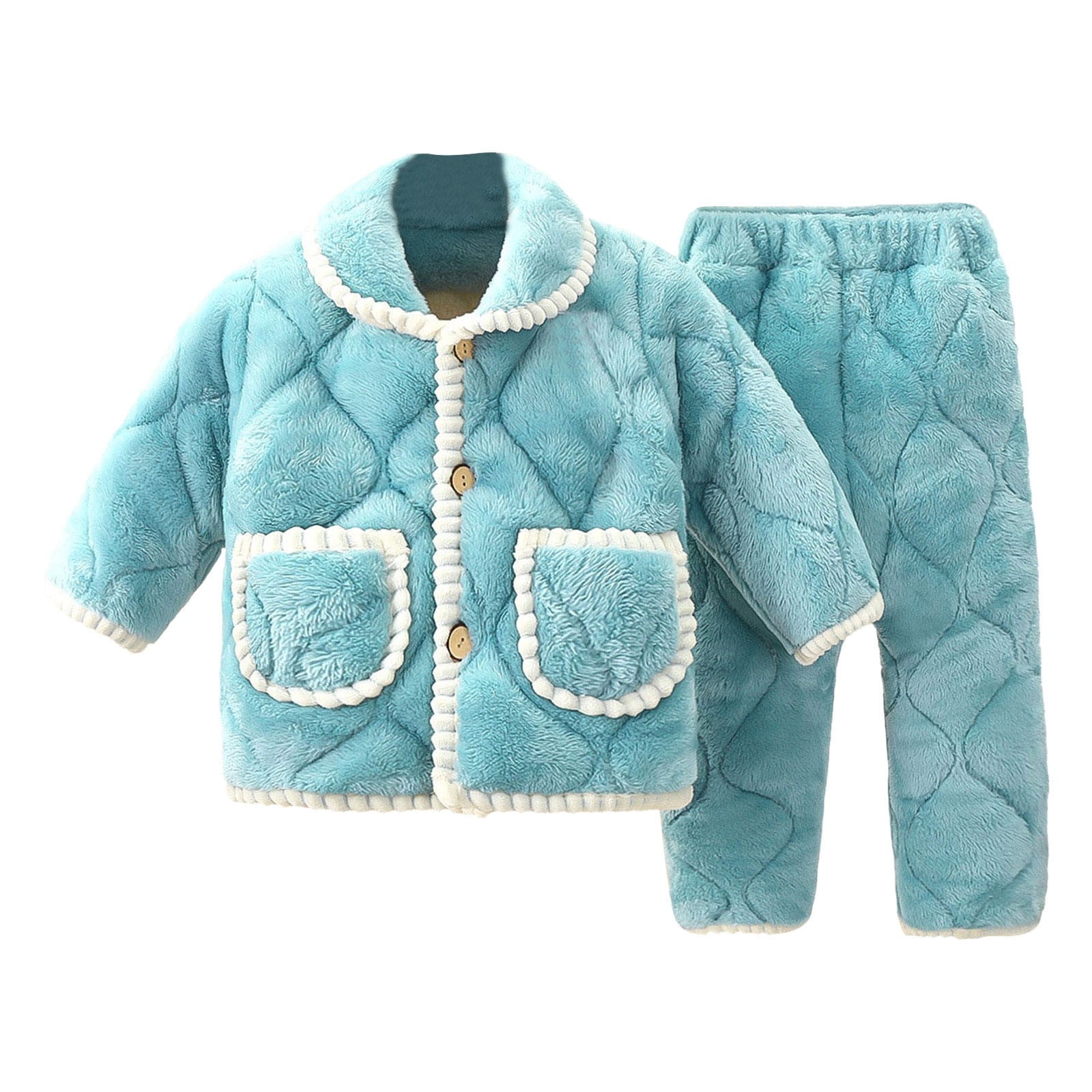 Coerni Kids Clothes Sets Baby Girls Fleece Outfits Long Sleeve Sweatshirt Fleece Pants Warm Indoor Clothing for Winter