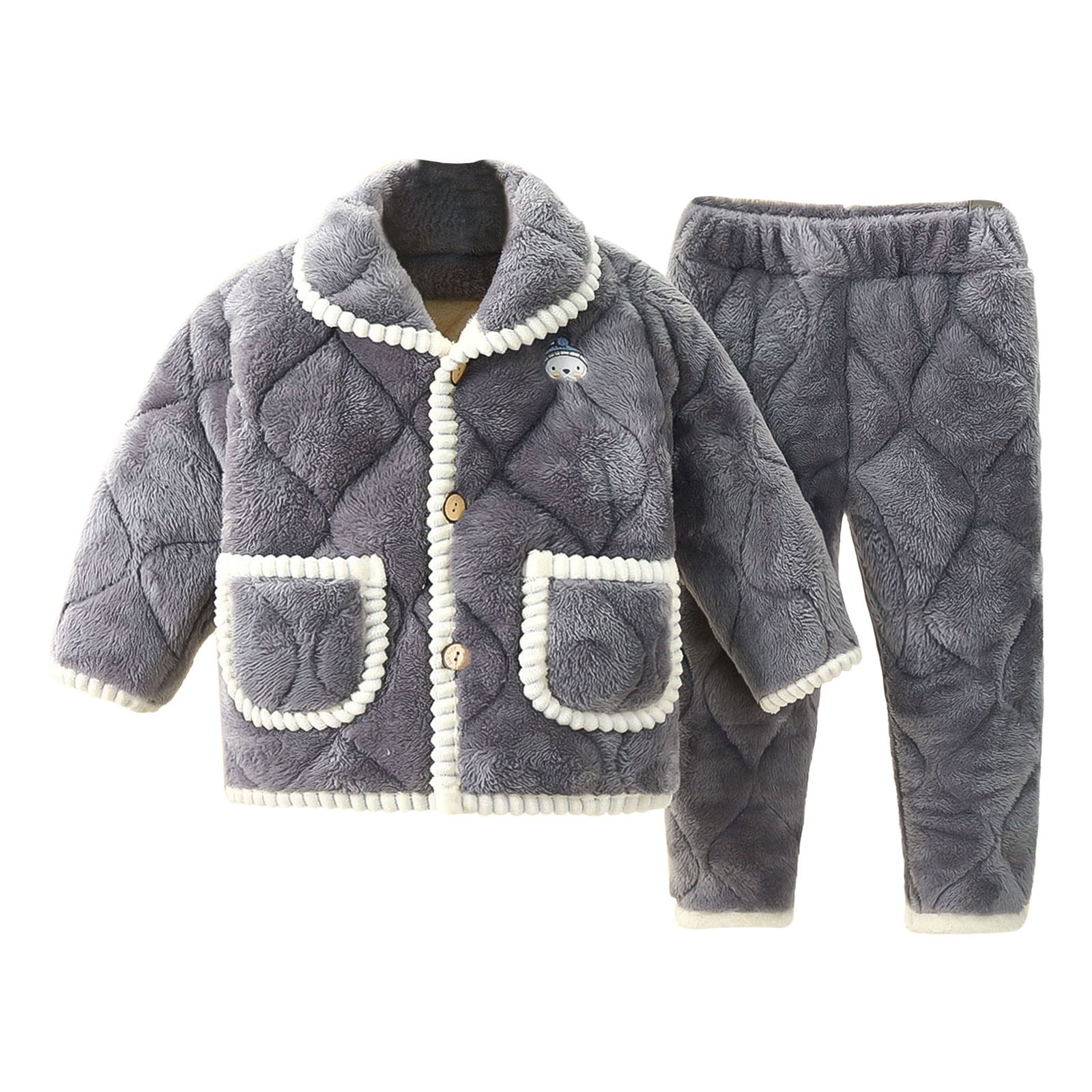 Coerni Kids Clothes Sets Baby Girls Fleece Outfits Long Sleeve Sweatshirt Fleece Pants Warm Indoor Clothing for Winter