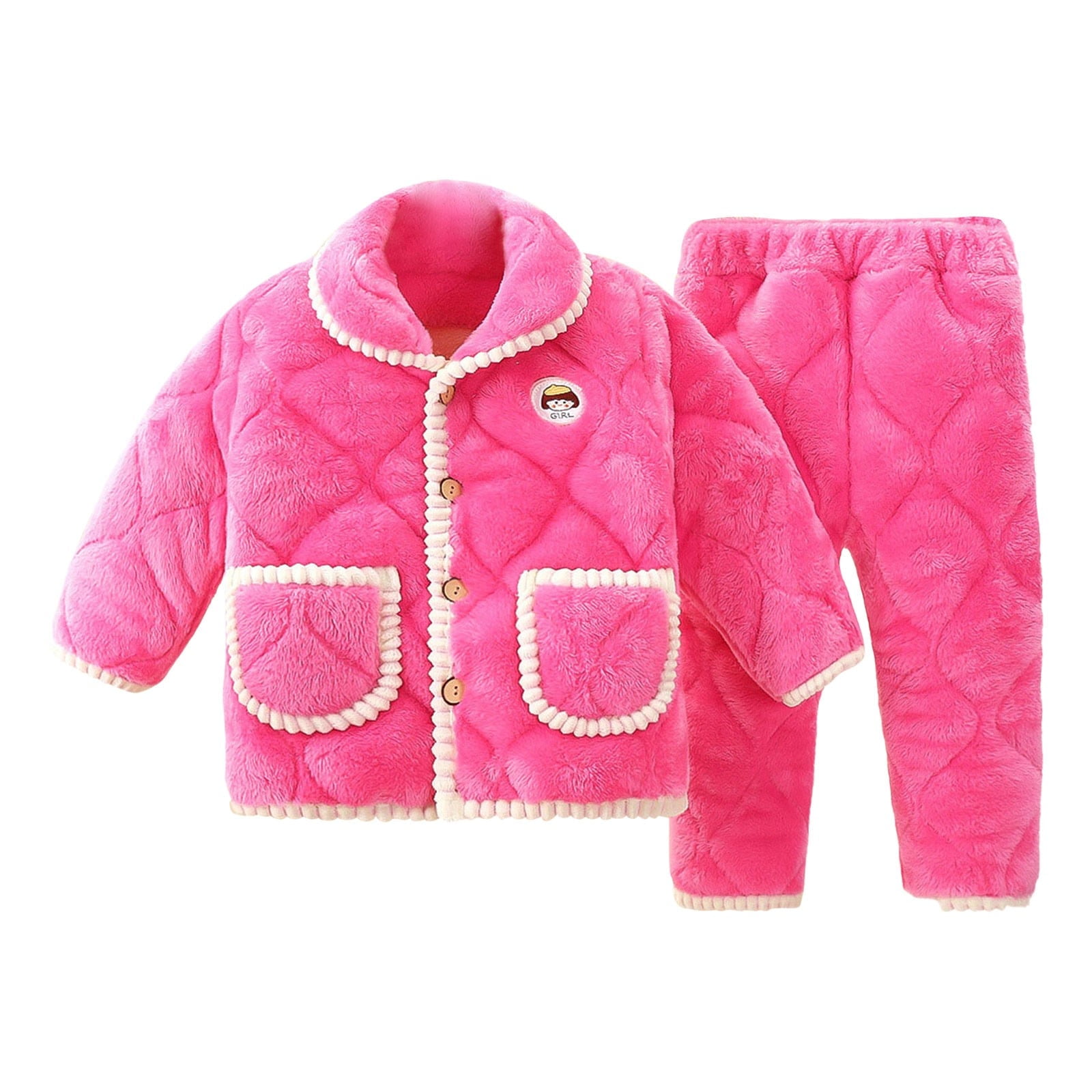 Coerni Kids Clothes Sets Baby Girls Fleece Outfits Long Sleeve Sweatshirt Fleece Pants Warm Indoor Clothing for Winter