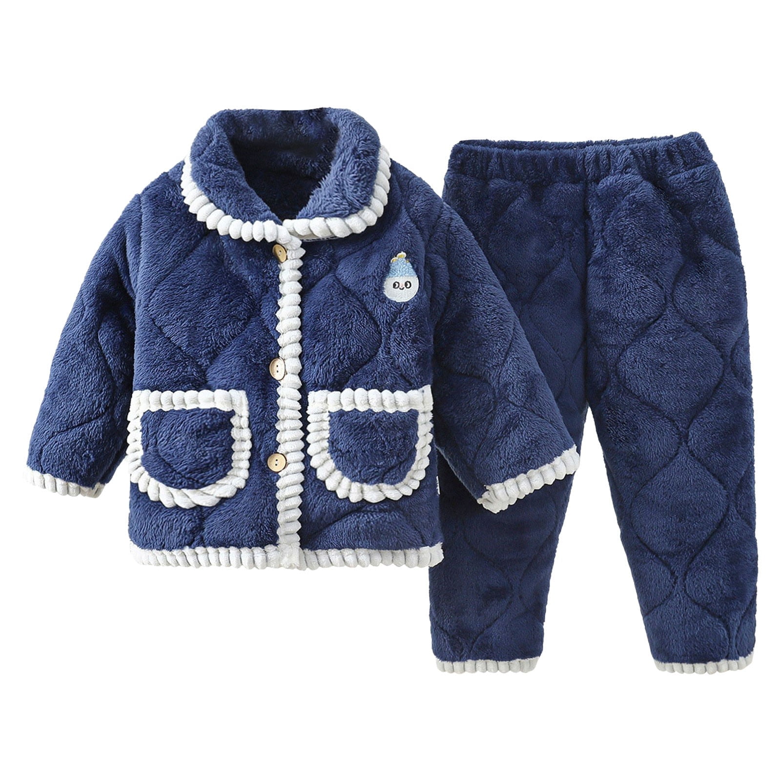 Coerni Kids Clothes Sets Baby Girls Fleece Outfits Long Sleeve Sweatshirt Fleece Pants Warm Indoor Clothing for Winter