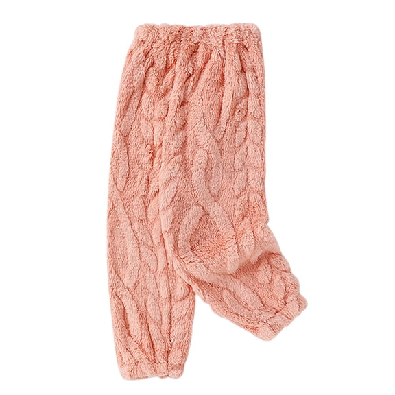 Coerni Kids Coral Fleece Plush Fuzzy Lounge𝚠ear Pants Solid Soft Flannel Loose Pa𝗷amas Fall Winter Thick Home𝚠ear