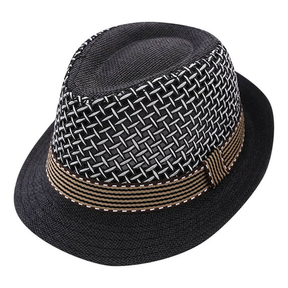 Coerni Kids Fedora Hats Summer Strawhat Toddler Girl Boy Sun Hats Breathable Short Brim Sun Visor Hat Beach Fedora Caps