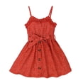 thumbnail image 1 of Coerni Kids Girl Summer Dress 4T 5T 6T 7T Little Girl Sumdress Sleeveless V Neck Dots Print Button Front Belted Dress, 1 of 8