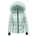thumbnail image 1 of Coerni Kids Girls Boys Light Puffer Jacket Faux Fu𝐫 Hoodie Outerwear Zip Up Fleece Winter Coat Windproof Quilted Down Jackets, 1 of 4