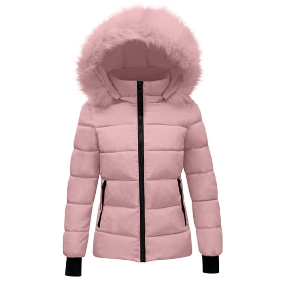 Coerni Kids Girls Boys Light Puffer Jacket Faux Fuš« Hoodie Outerwear Zip Up Fleece Winter Coat Windproof Quilted Down Jackets
