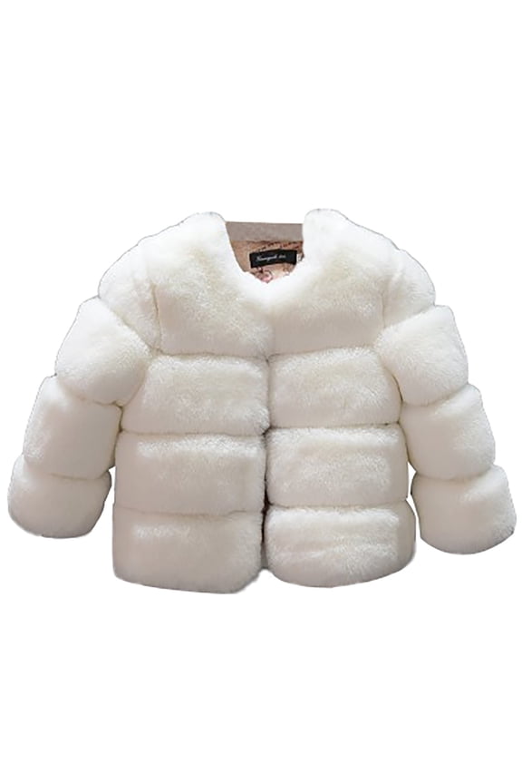 Coerni Kids Girls Fleece Faux Fur Thicken Jacket Fuzzy Fleece Dress Coat Elegant Princess Coat Sweatshirt Teen Thermal Clothes