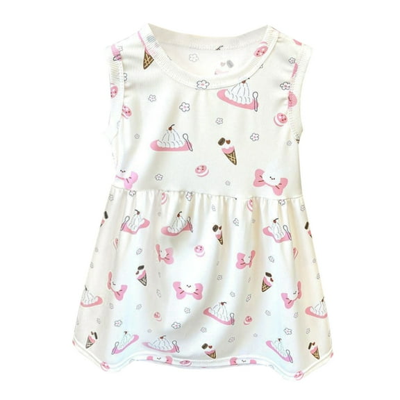 Coerni Kids Girls Floral Dress Sleeveless Crewneck Summer Dresses Flare A Line Sundress Cotton Vest Dress Overalls Dresses