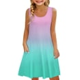 thumbnail image 1 of Coerni Kids Girls Floral Sleeveless Dress Scoop Neck Elegant Sundress Flowy A Line Dresses Flower Print Knee Length Dress, 1 of 6