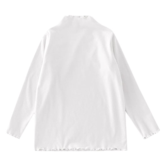 Coerni Kids Girls Lettuce Trim Mock Neck Sweatshirt Toddler Ribbed Knit Long Sleeved Soft T Shirt Thermal Ruffle Pullover Sweaters