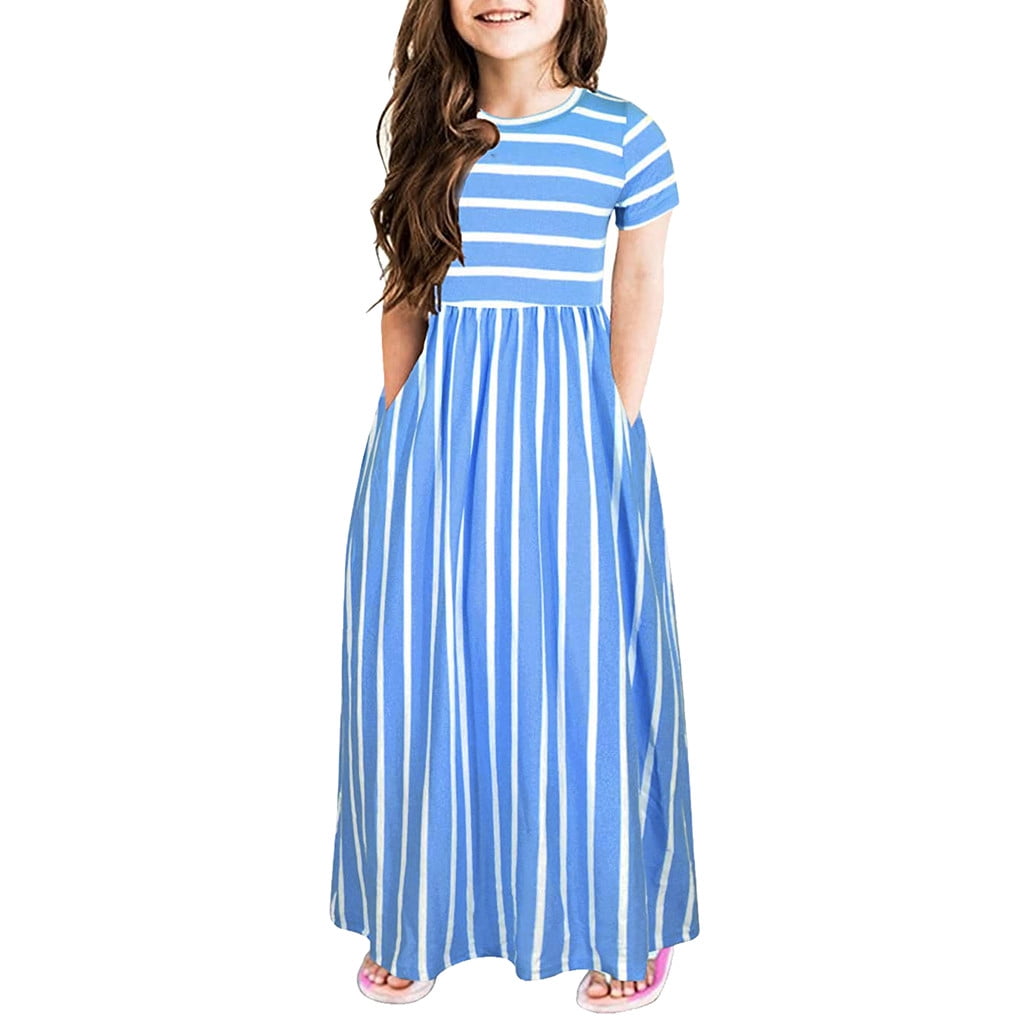 KIDS SHIRRED WAIST MAXI DRESS 12-14 CLEVER CLOGS main image 1