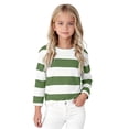 thumbnail image 1 of Coerni Kids Girls Oversized Striped Blouse Color Block Long Sleeve Shirt Crewneck Pullover Striped Outfits Basic Comfy Clothes, 1 of 7