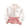 thumbnail image 1 of Coerni Kids Girls Polar Sherpa Fleece Full-Zip Jacket Fall Thicken Outerwear Fall Winter Warm Coats Color Block Puffer Sweatshirt, 1 of 9