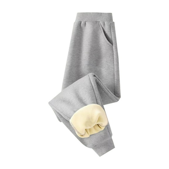 Coerni Kids Girls Pull-On Thermal Pants Cotton Fleece Lined Warm Leggings Solid Stretchy Folded Feet Sweatpants Plush Outerwear