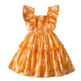 thumbnail image 1 of Coerni Kids Girls Summer Dress Ruffled Shoulder Sundress Butterfly Sleeve Tank Dresses A Line Sundress Toddler Floral Dress, 1 of 5