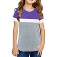thumbnail image 1 of Coerni Kids Girls Tunic Tops Summer Short Sleeved Round Neck Color Matching T Shirt Party Birthday School Tops for Girls, 1 of 7
