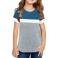 thumbnail image 1 of Coerni Kids Girls Tunic Tops Summer Short Sleeved Round Neck Color Matching T Shirt Party Birthday School Tops for Girls, 1 of 7