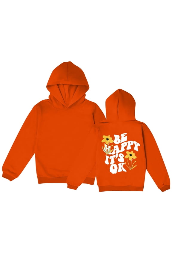 Coerni Kids Hoodie, Fall Letter Flower Print Kids Fleece Hoodie, Graphic Kids Pullover Sweatshirt for Boys and Girls, Gifts for Kids