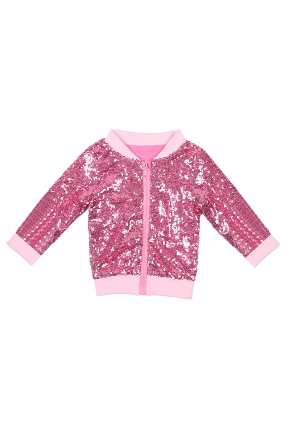 Coerni Kids Lightweight Bomber Jackets Girls Boys Flip Sequin Zipper Coat Jacket for Toddler Girls Birthday Outerwear Clothes