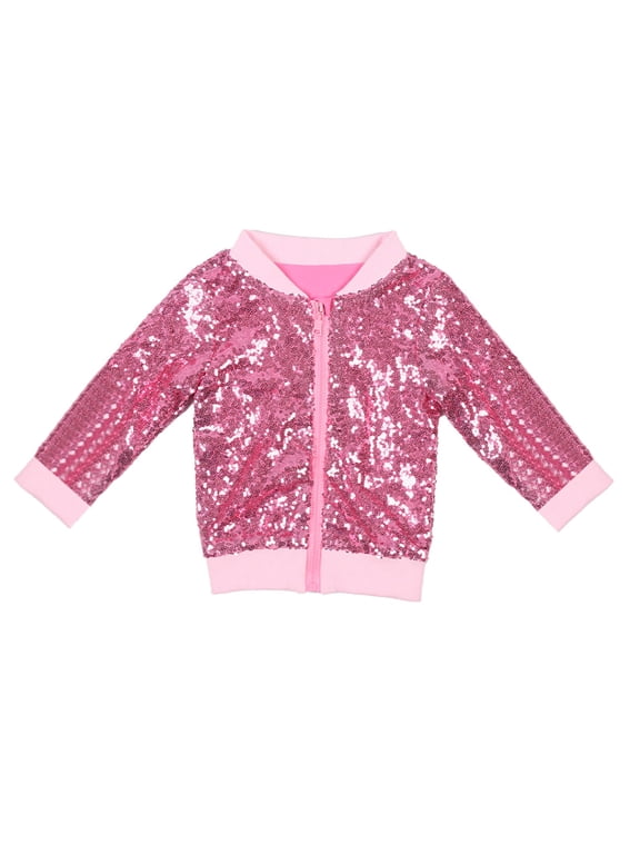 Coerni Kids Lightweight Bomber Jackets Girls Boys Flip Sequin Zipper Coat Jacket for Toddler Girls Birthday Outerwear Clothes
