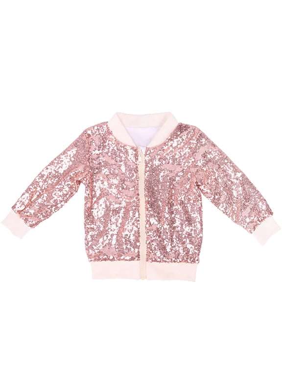 Coerni Kids Lightweight Bomber Jackets Girls Boys Flip Sequin Zipper Coat Jacket for Toddler Girls Winter Warm Jackets Outerwear