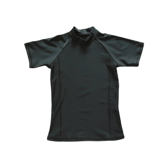 Coerni Kids Round Neck Swim Shirts Short Sleeve Rash Guard Beach Sport Swimsuit for Girls Solid Soft Bathing Suits Swimwear